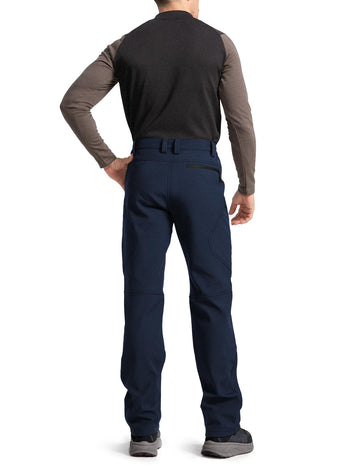 Moosehill men's fleece-lined cargo hiking pants navy rear zip pocket secure storage