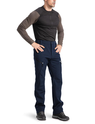 Moosehill men's fleece-lined cargo hiking pants navy side pockets for quick access