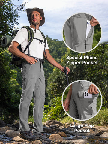 Moosehill cargo pants hem converts to capri length for weather changes.