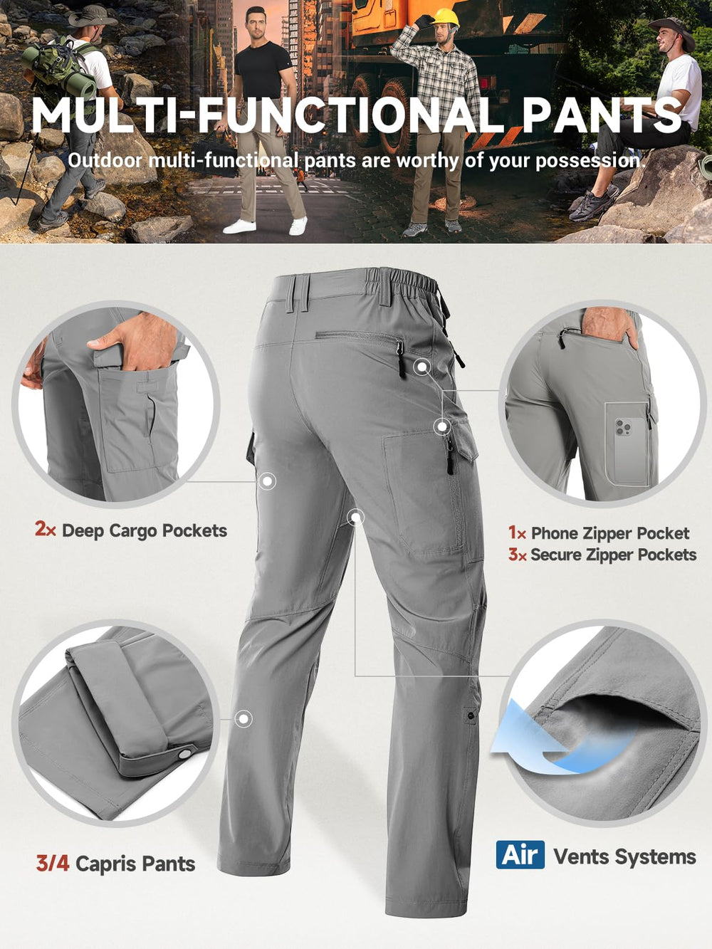 Moosehill pants water-repellent fabric helps stay dry in light rain.