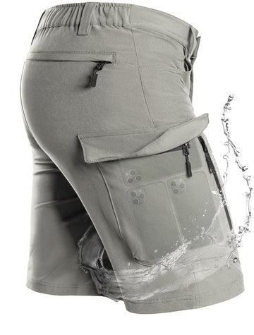 Moosehill Men's Hiking Cargo Shorts front view with seven pockets for organization