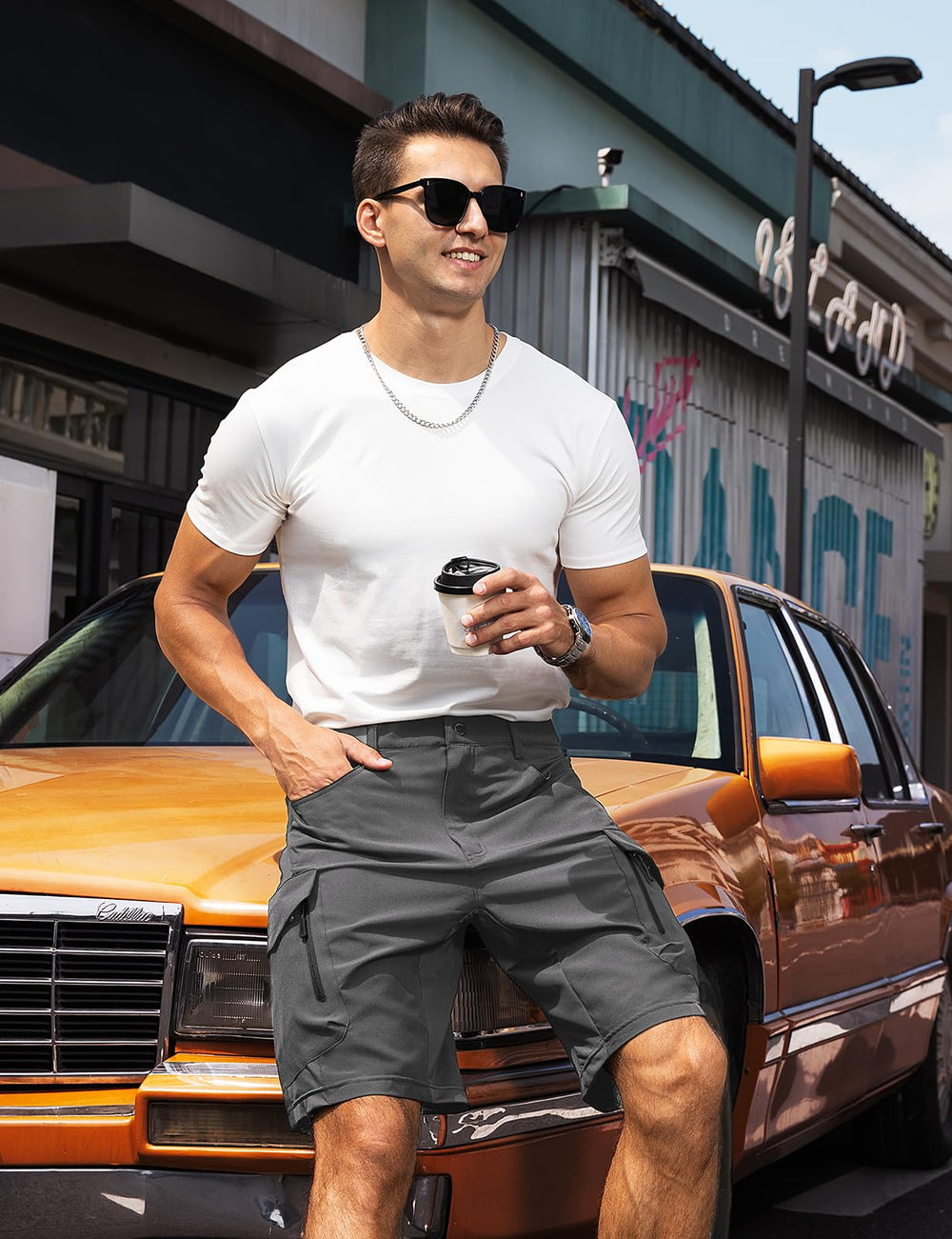 Moosehill cargo shorts in action during camping demonstrate versatile summer wear.
