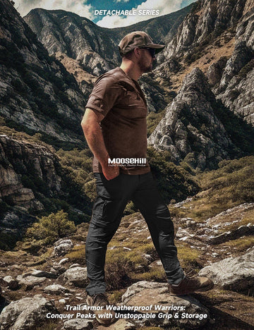 Moosehill mens hiking pants black color suitable for outdoor and travel