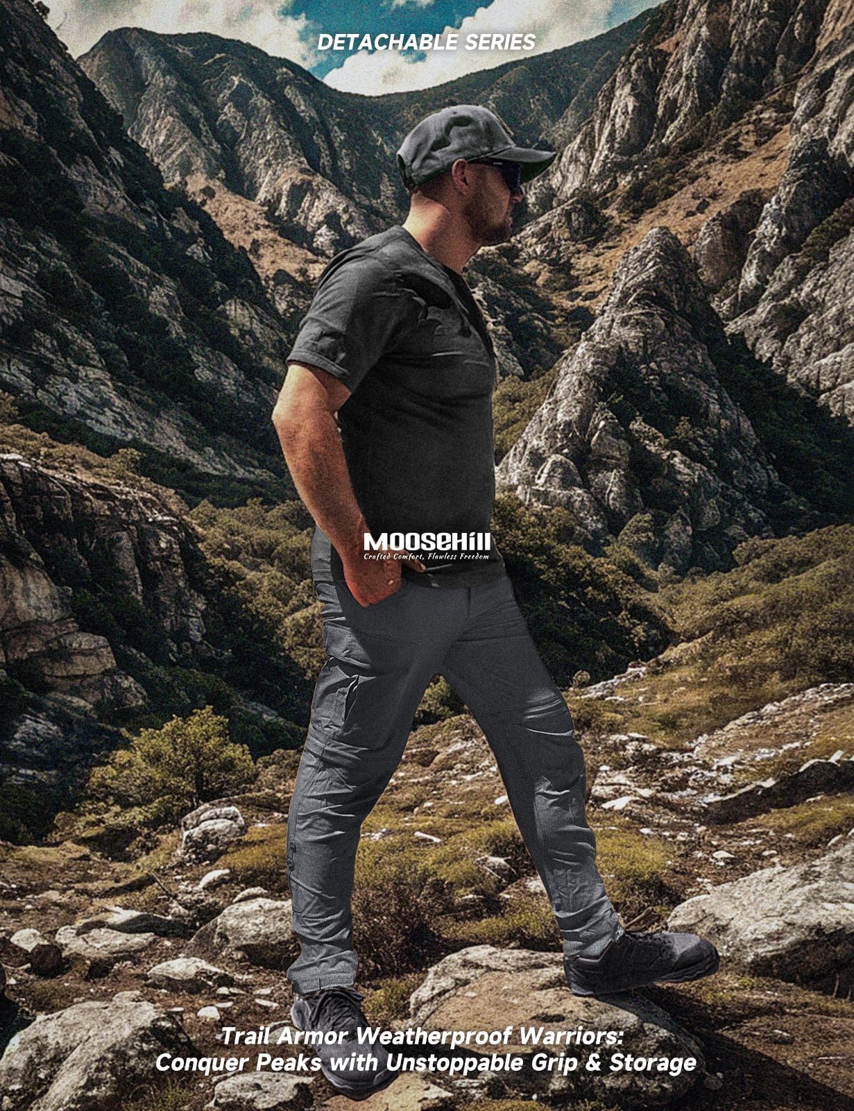 Moosehill light-grey outdoor pants on city-to-trail moments.