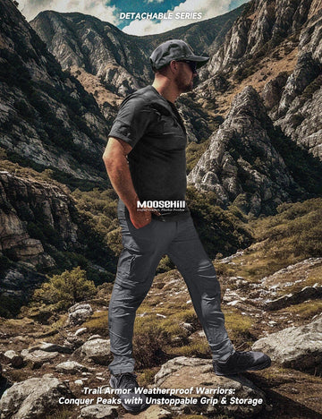 Moosehill light-grey outdoor pants on city-to-trail moments.