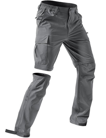 Moosehill men's hiking pants light-grey zip-off front view for easy seasonal transition.