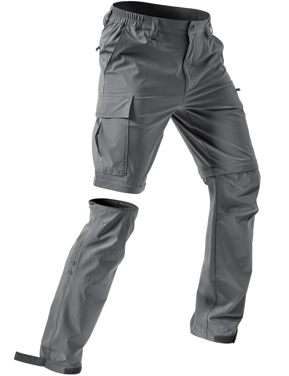 Moosehill men's hiking pants light-grey zip-off front view for easy seasonal transition.