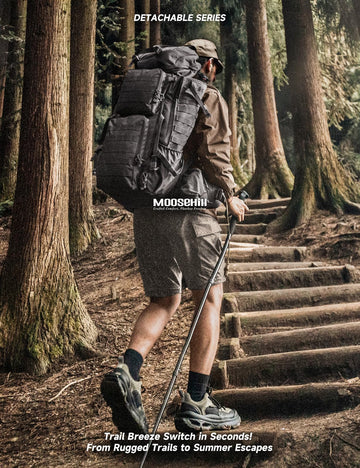 Moosehill men's hiking pants sand rear-pocket view emphasizes anti-theft safe spot for valuables.