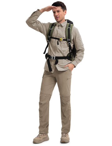 Moosehill men's hiking pants sand side-pocket view highlights secure storage for quick-access gear.