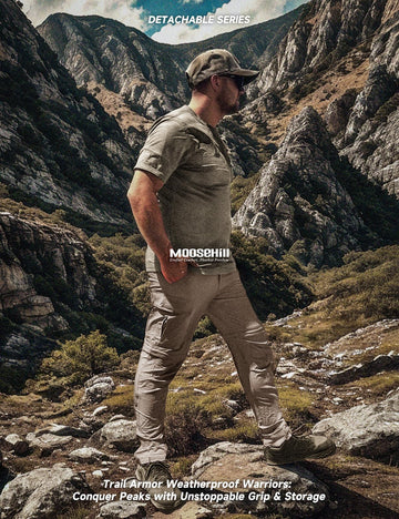 Moosehill mens hiking pants Timber Oat color blending with nature and urban settings