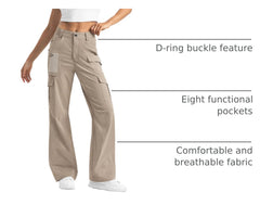 Moosehill women's cargo hiking pants adjustable cord locks enable customizable straight or tapered style