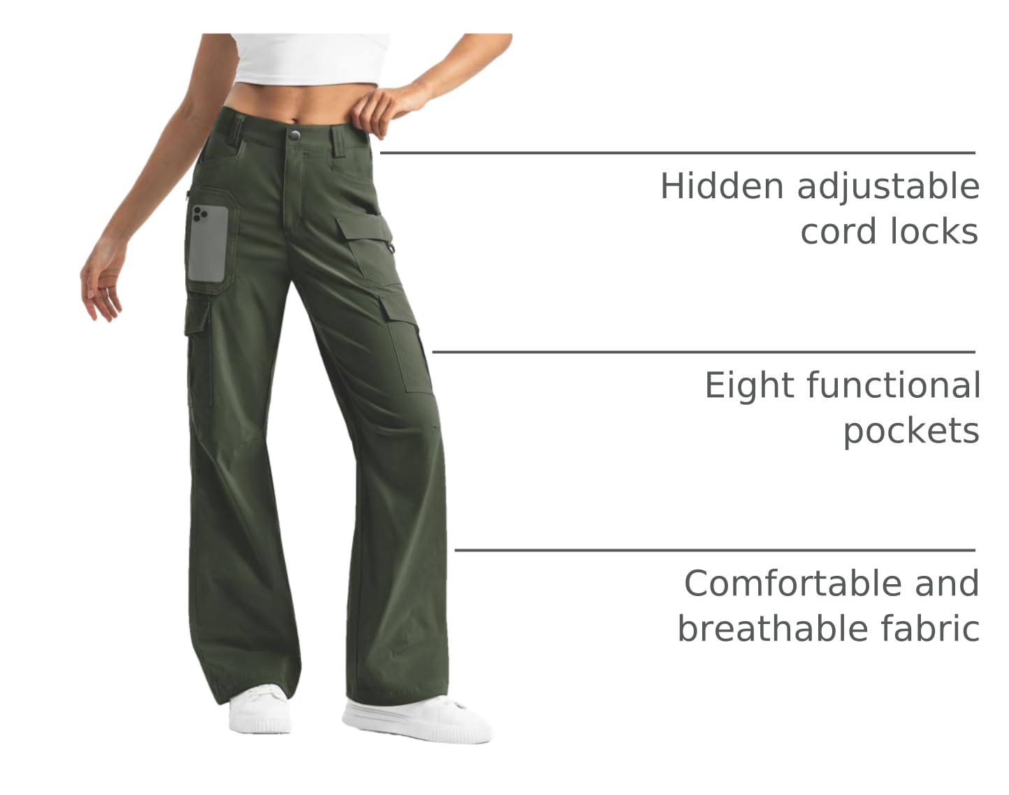 Moosehill high-waist design and belt loops support secure, flattering fit for active days.