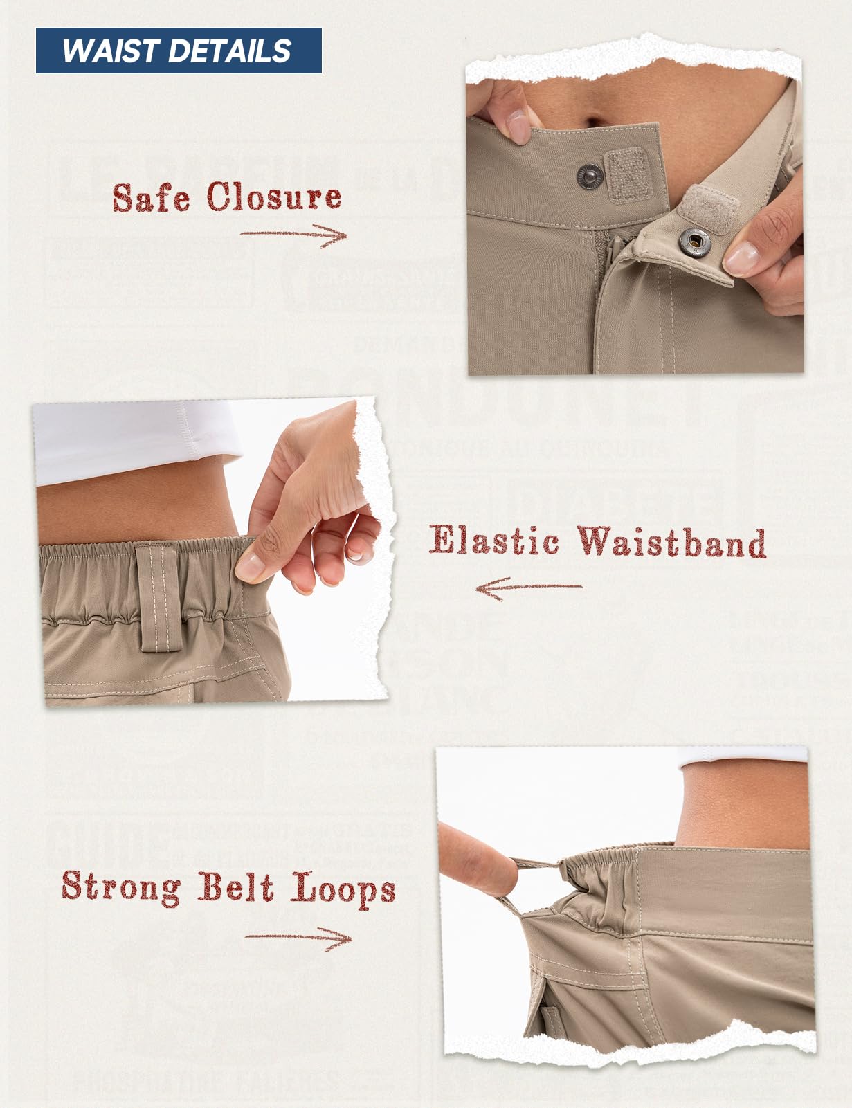 Moosehill women's cargo hiking pants care instructions show easy maintenance