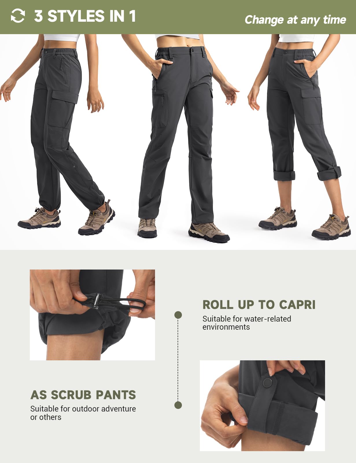 Moosehill hiking pants showing adjustable drawstring leg openings to seal out debris.
