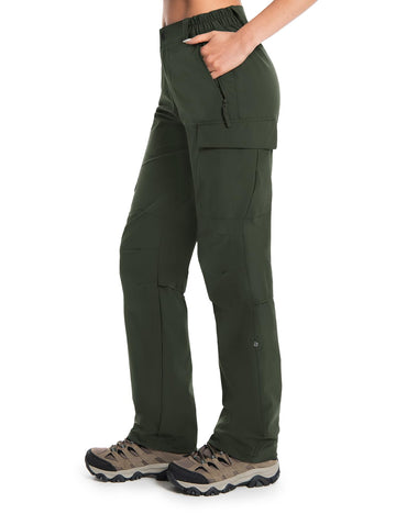 Moosehill women's hiking pants army green front view highlights lightweight comfort for all-day wear