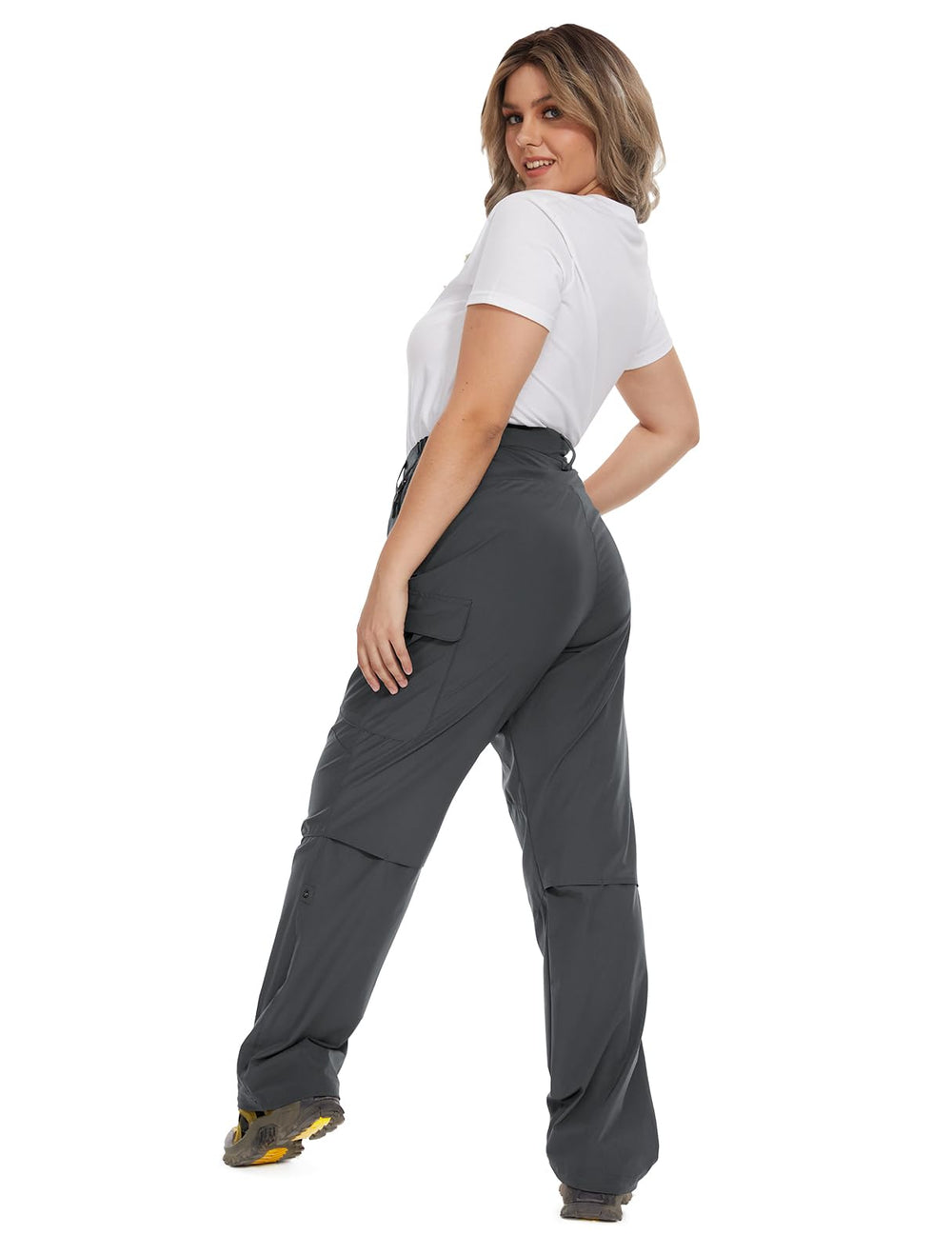 Moosehill pants on model illustrate lightweight five-pocket cargo style.