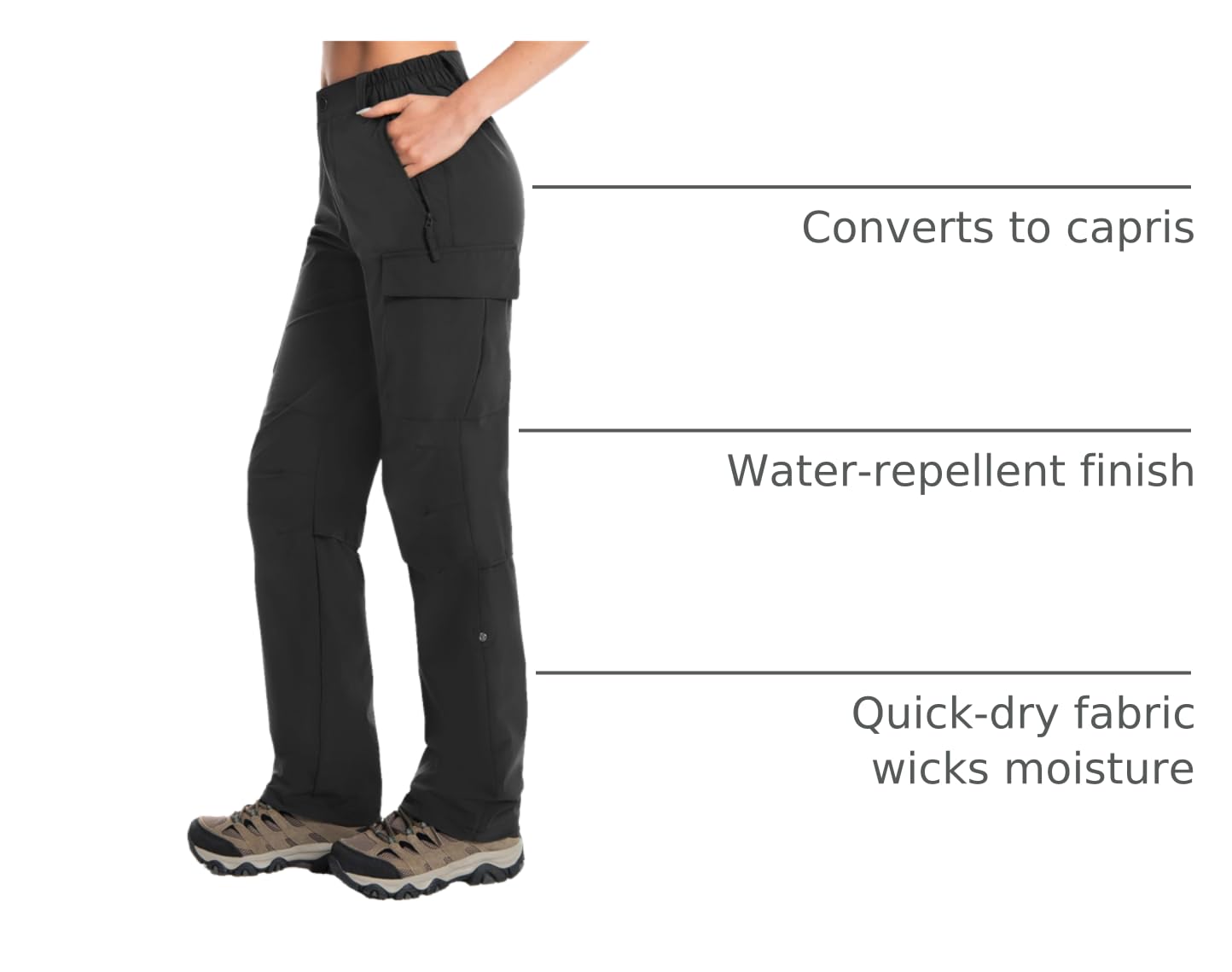 Moosehill Women's Hiking Pants straight-fit-elastic-waist ensure secure, comfortable fit with debris-blocking drawstrings