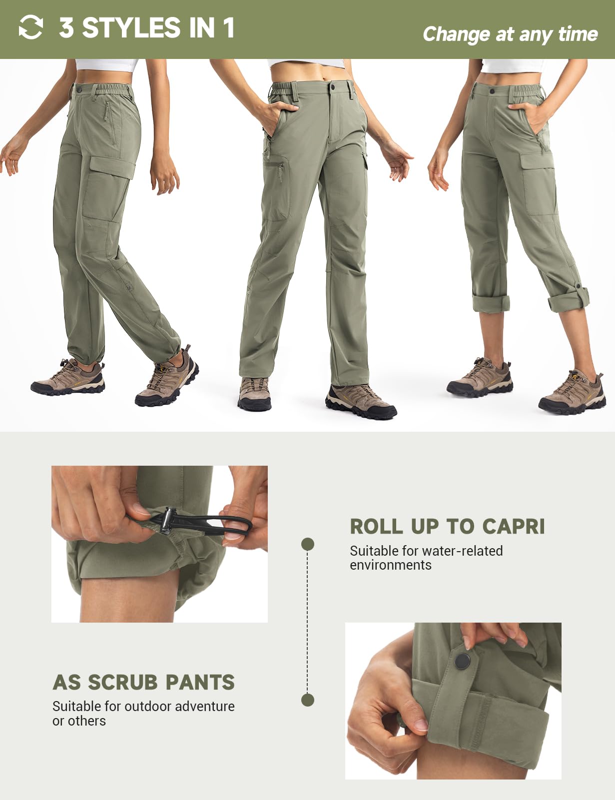 Moosehill Women's Hiking Pants ventilated knee panels provide cooling during climbs