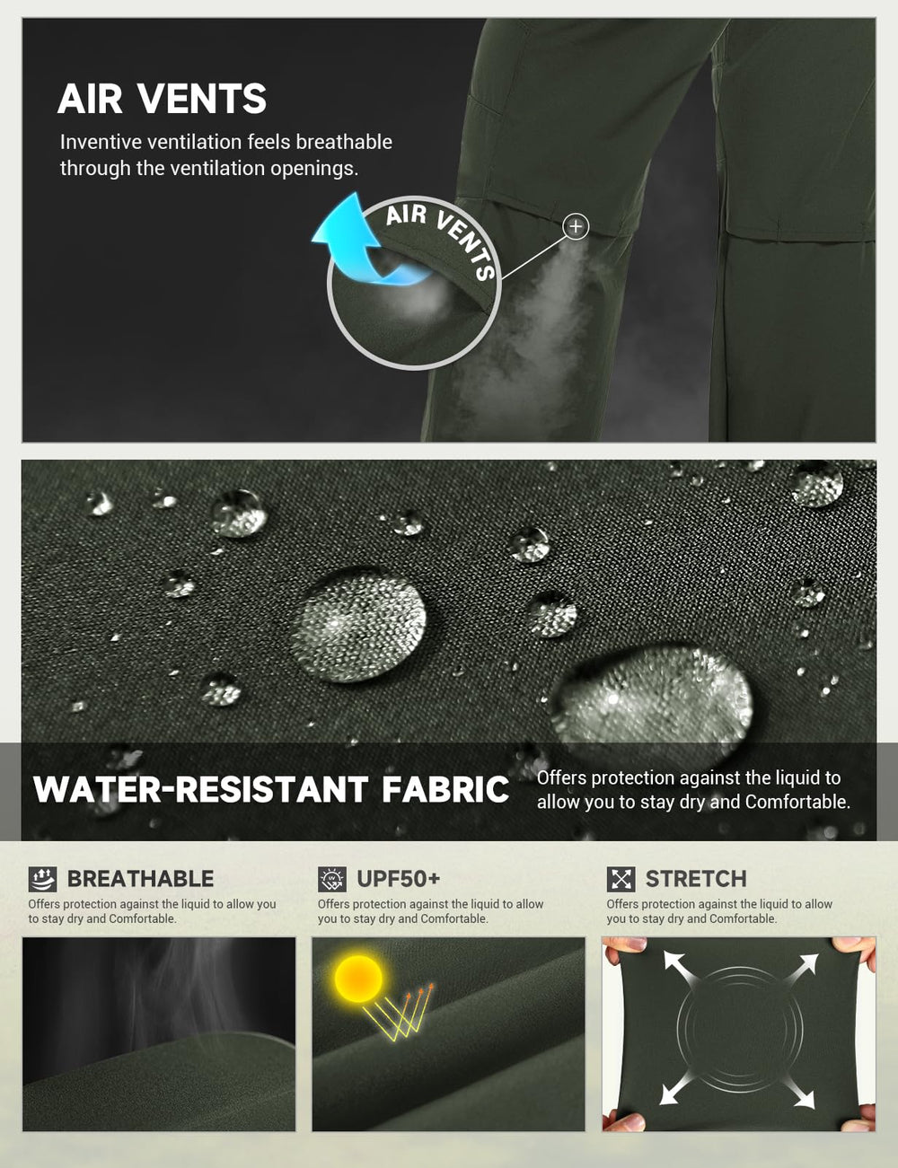 Moosehill hiking pants water-repellent coating provides light rain protection