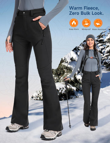 Moosehill women's snow ski pants 3D cut flattering fit for mobility