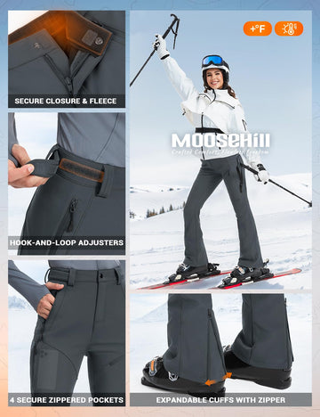 Moosehill expandable ankle cuffs accommodate boots for a secure, flexible fit.