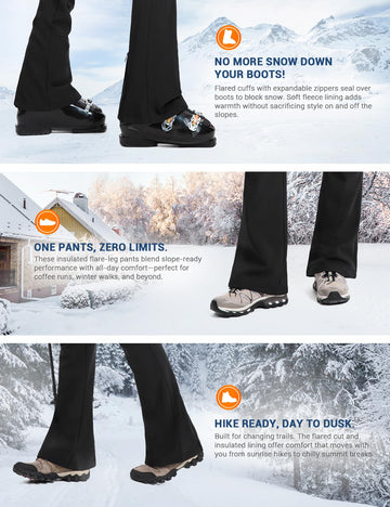 Moosehill women's snow ski pants model wearing on winter terrain