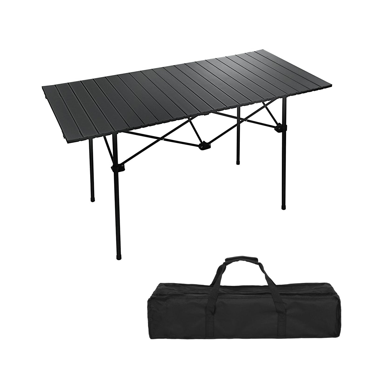 Moosinily 4ft camping table top view showing wide workspace for meals and gear