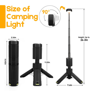 MOPGLR Telescopic Camping Lights color temperature adjustable from warm to cool.