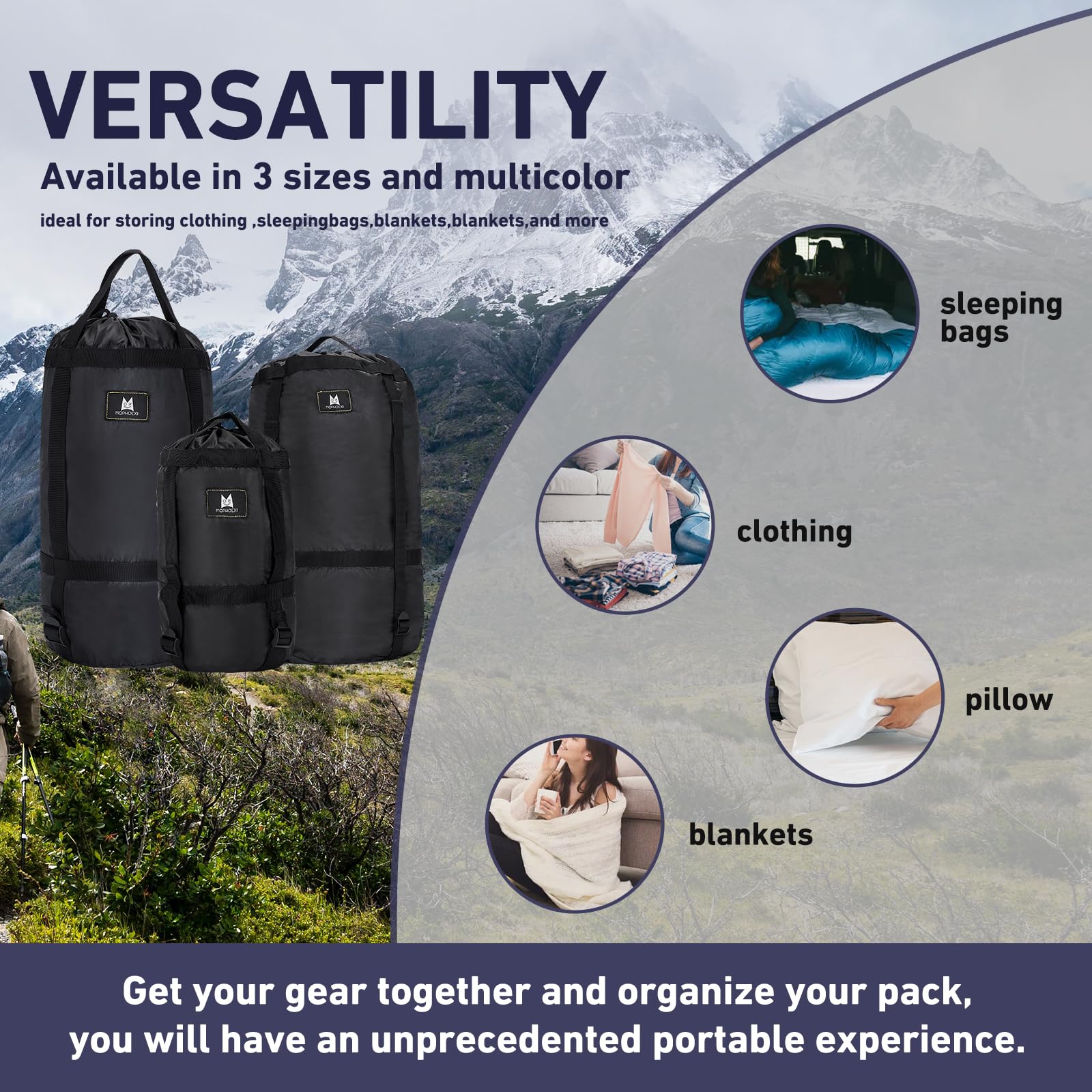 MOPHOEXII compression sack 45L sealing compression for bulky items.