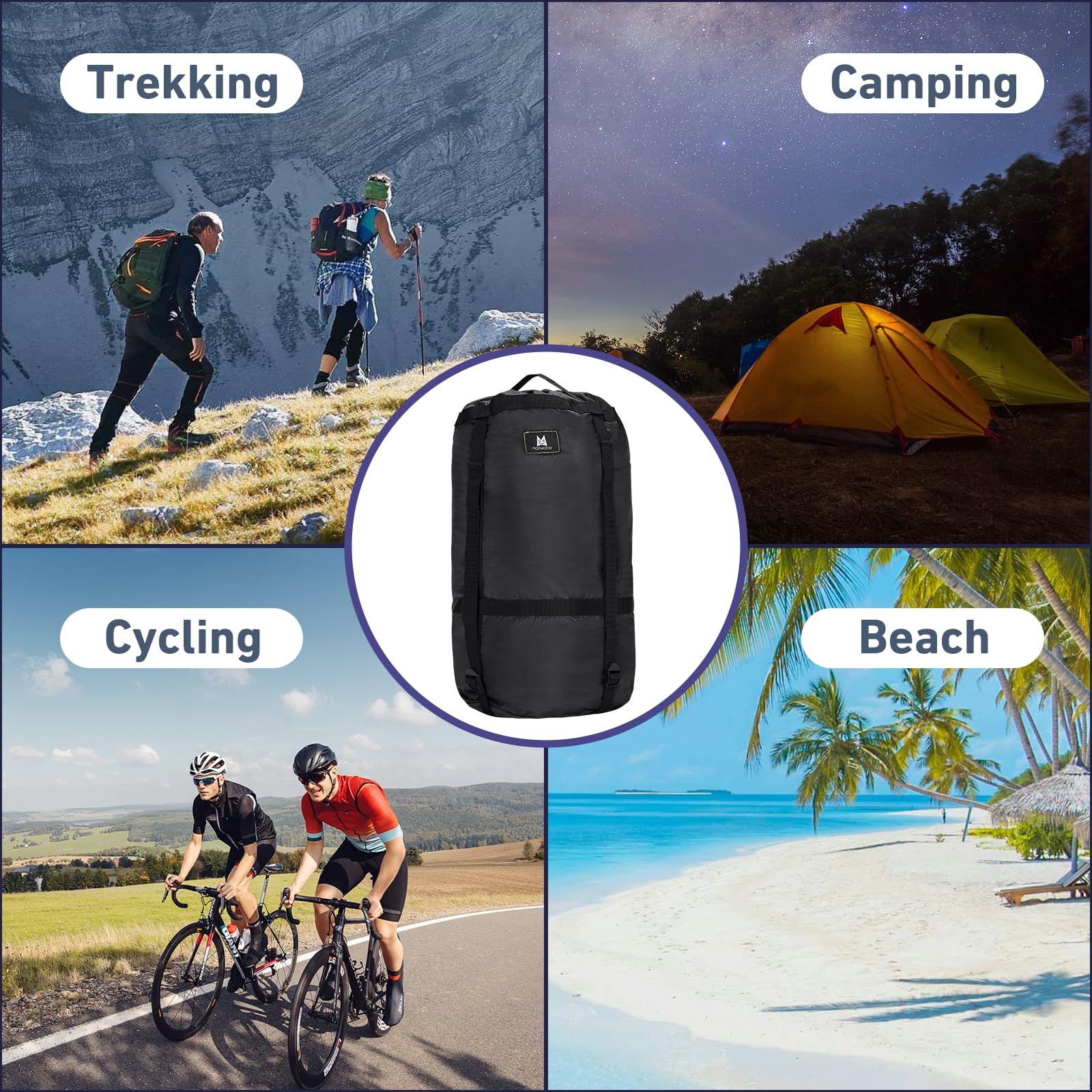 MOPHOEXII compression sack lightweight design enhances backpack travel comfort.