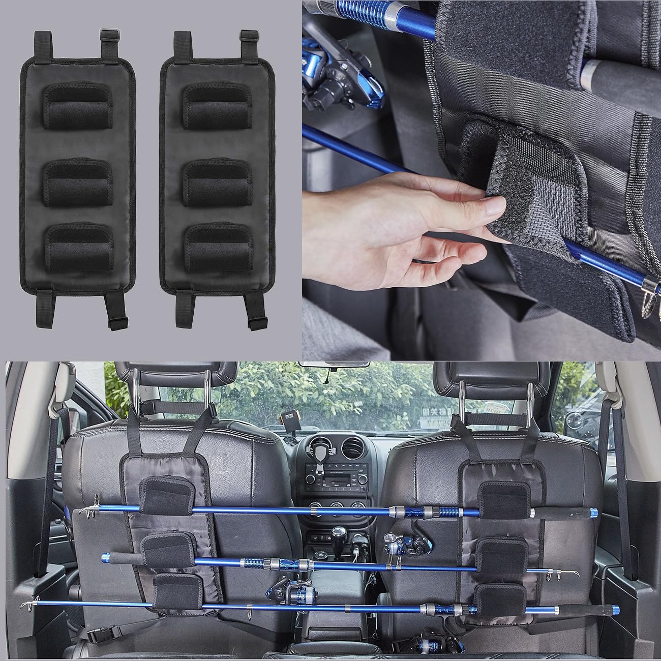 MOPHOEXII fishing pole roof rack mounted on SUV for organized gear
