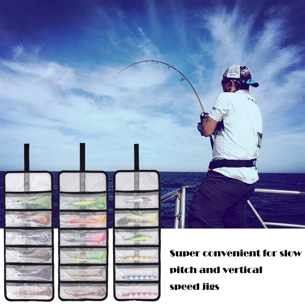 Lure wraps stored in a boat tackle bag for quick access