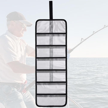 MOPHOEXII roll-up lure wrap with six pockets for organized trolling lures.