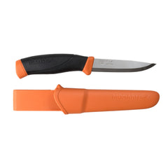 Morakniv Companion S stainless steel fixed-blade knife with burnt-orange sheath