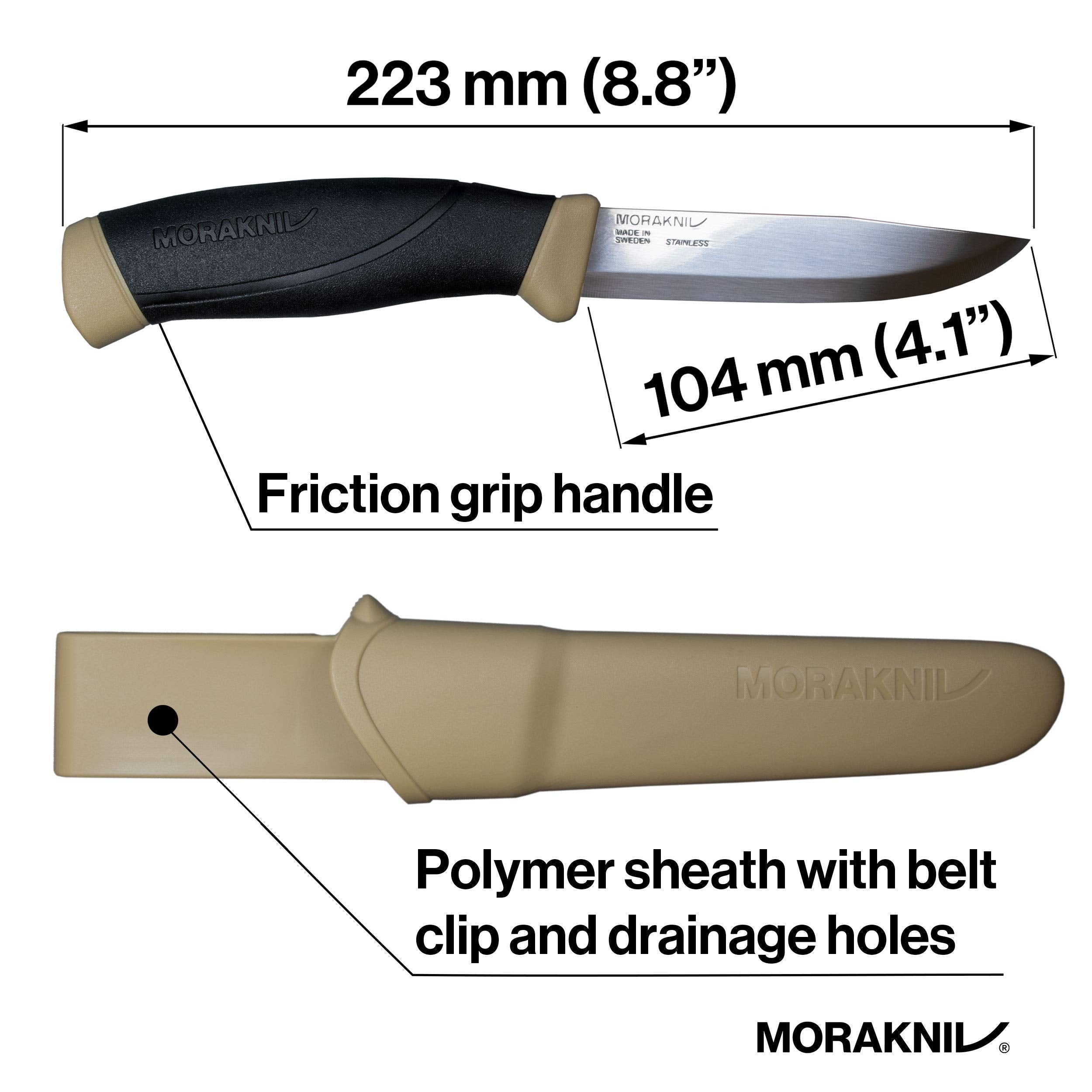 Stainless steel Sandvik 12C27 blade on Morakniv Companion