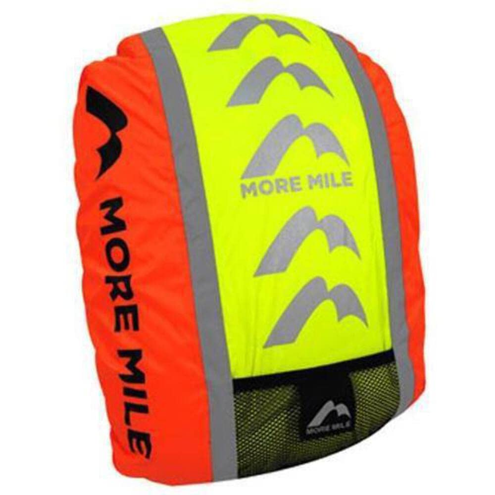 More Mile Reflective Safety Backpack Cover, folded in pocket, ready for sudden showers.