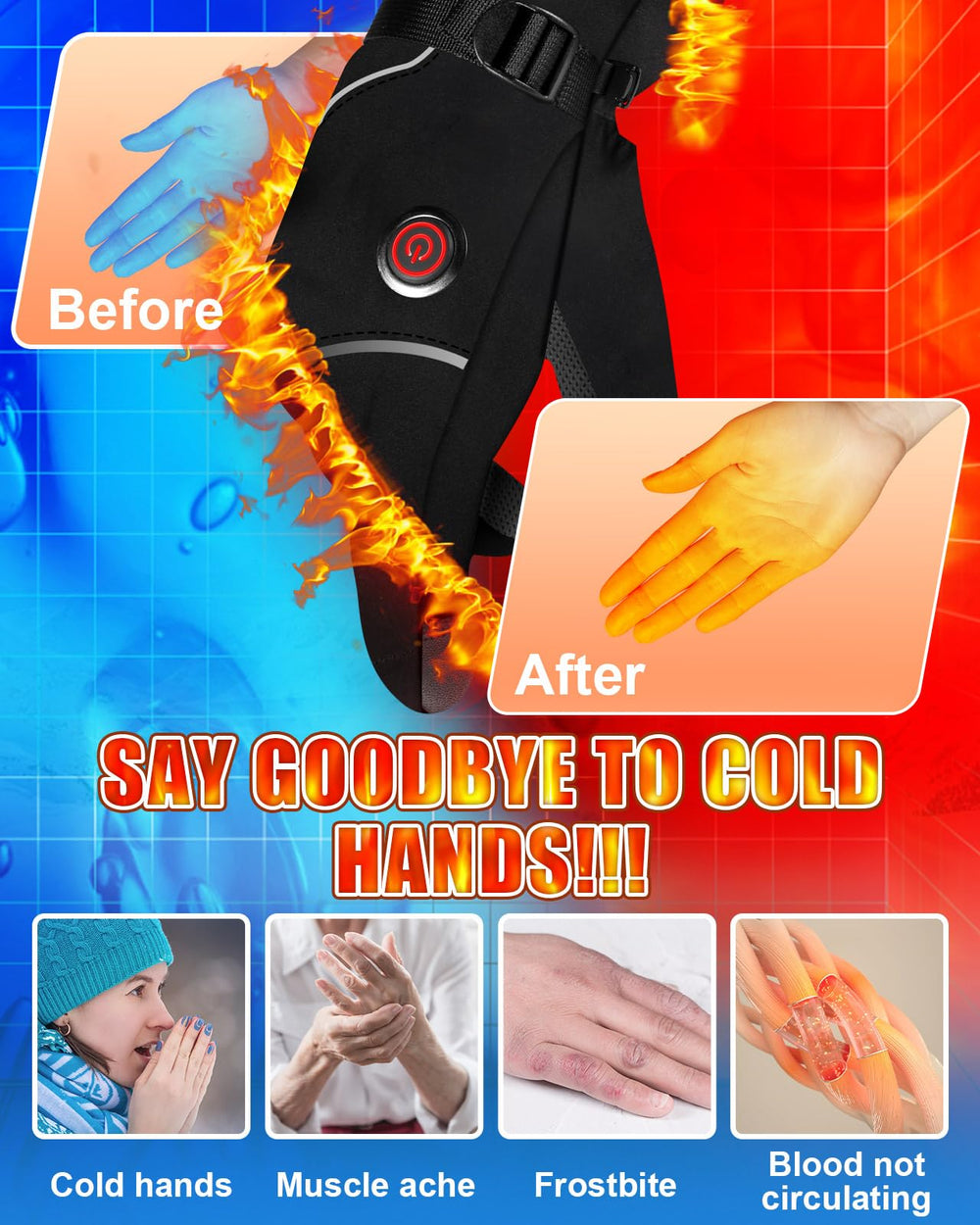 Moreeading heated gloves non-slip leather palm enhances grip during outdoor activities.