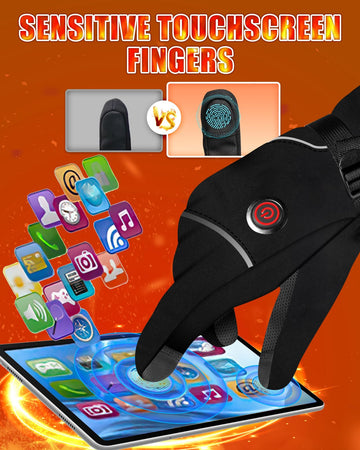 Moreeading heated gloves touchscreen-friendly fingertips for easy device use outdoors.