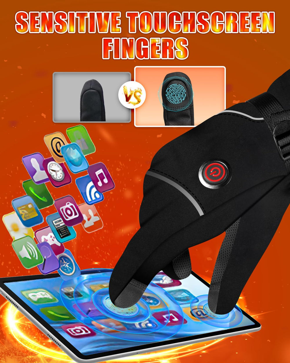 Moreeading heated gloves touchscreen-friendly fingertips for easy device use outdoors.