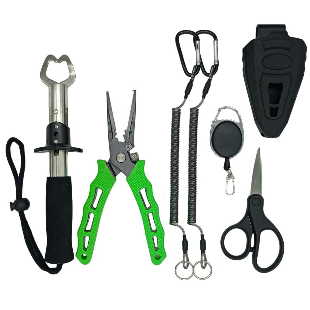 MOREFISHING multi-function fishing pliers with serrated jaws for secure hook removal