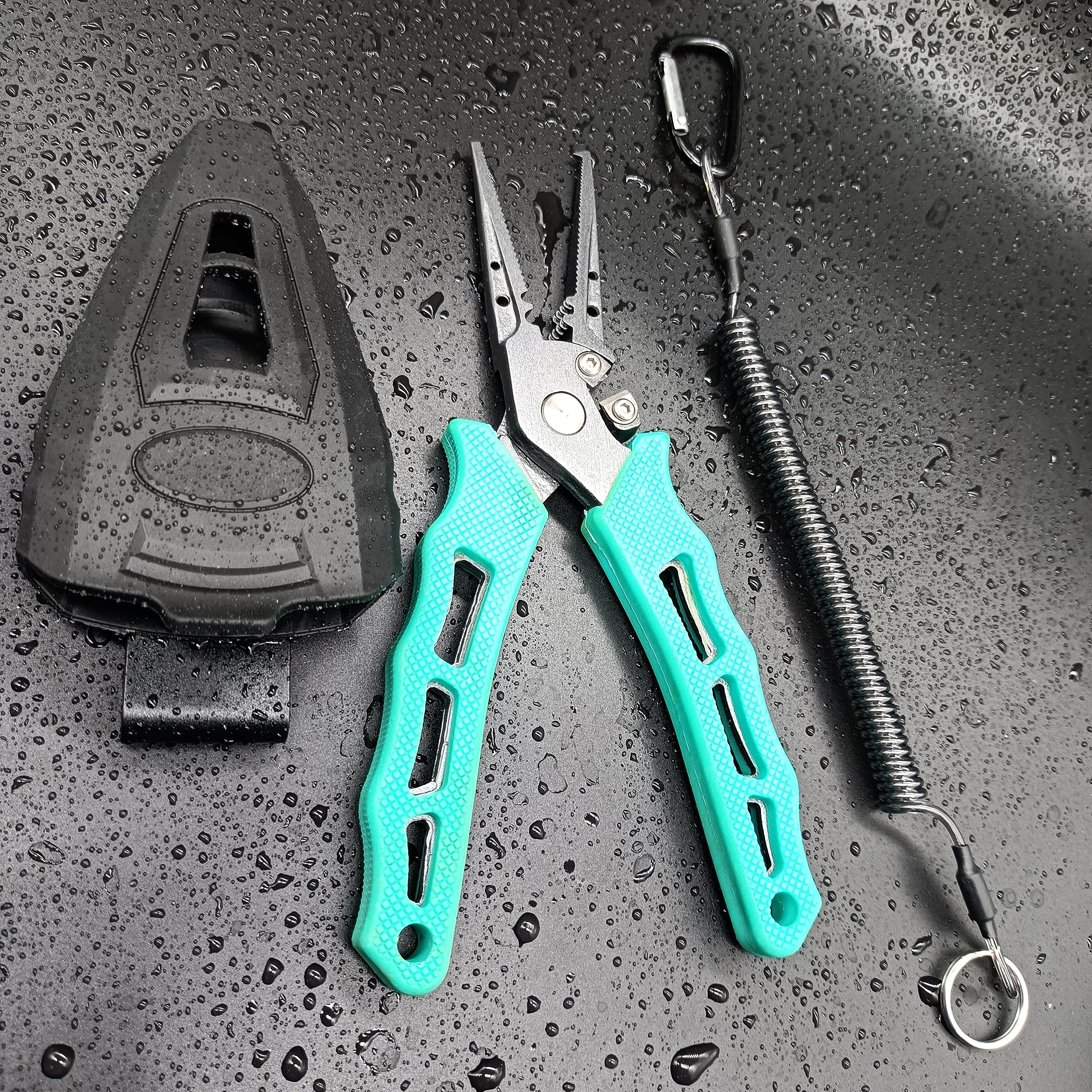 Saltwater resistant MOREFISHING pliers with serrated jaws