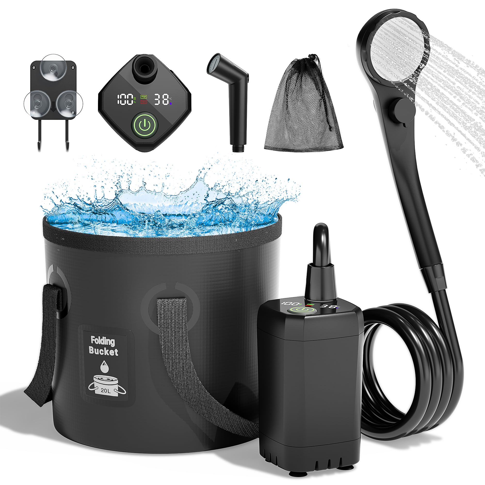 MORIKO portable camping shower pump shows a convenient outdoor cleansing solution for campers