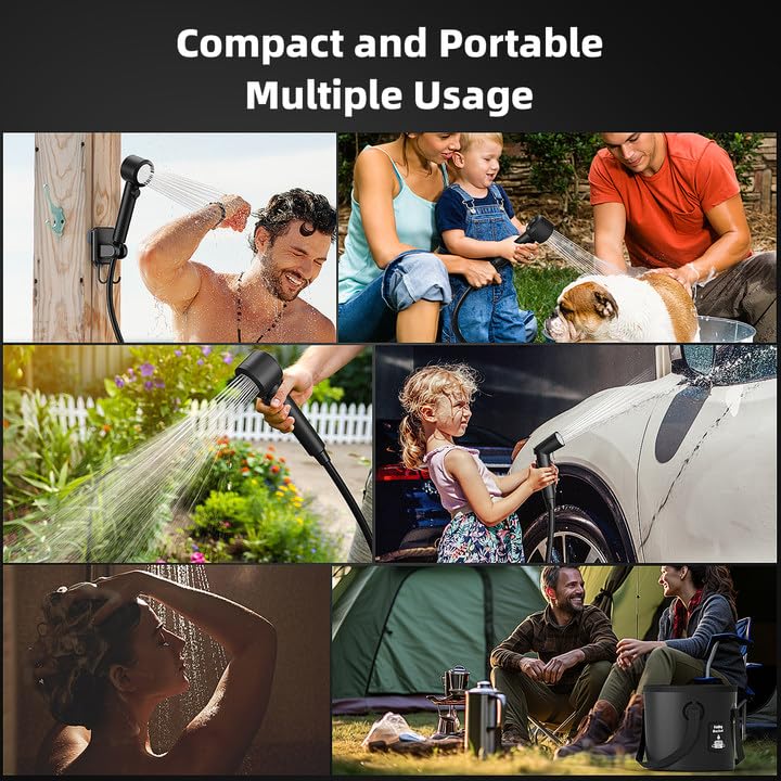 Moriko portable shower 8000mAh battery powering longer outdoor showers without frequent recharges.
