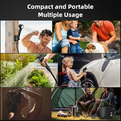 Moriko portable shower 8000mAh battery powering longer outdoor showers without frequent recharges.