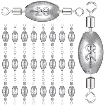 MorningRo 24-piece fishing weights with inner swivels, 3/4 oz, inline swivel set