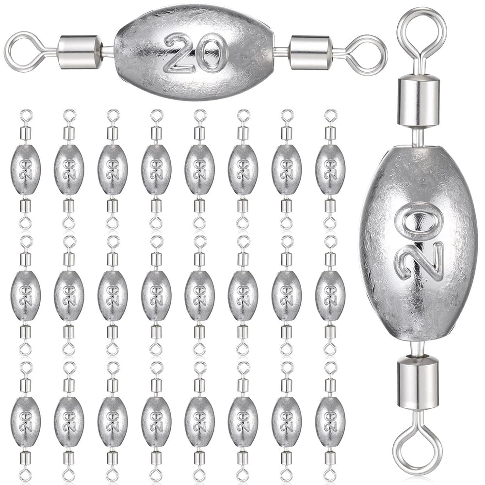 MorningRo 24-piece fishing weights with inner swivels, 3/4 oz, inline swivel set