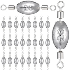 MorningRo 24-piece fishing weights with inner swivels, 3/4 oz, inline swivel set