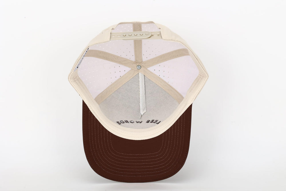 Morphita Performance Golf Hat, side ventilation view, laser-cut holes enabling airflow.