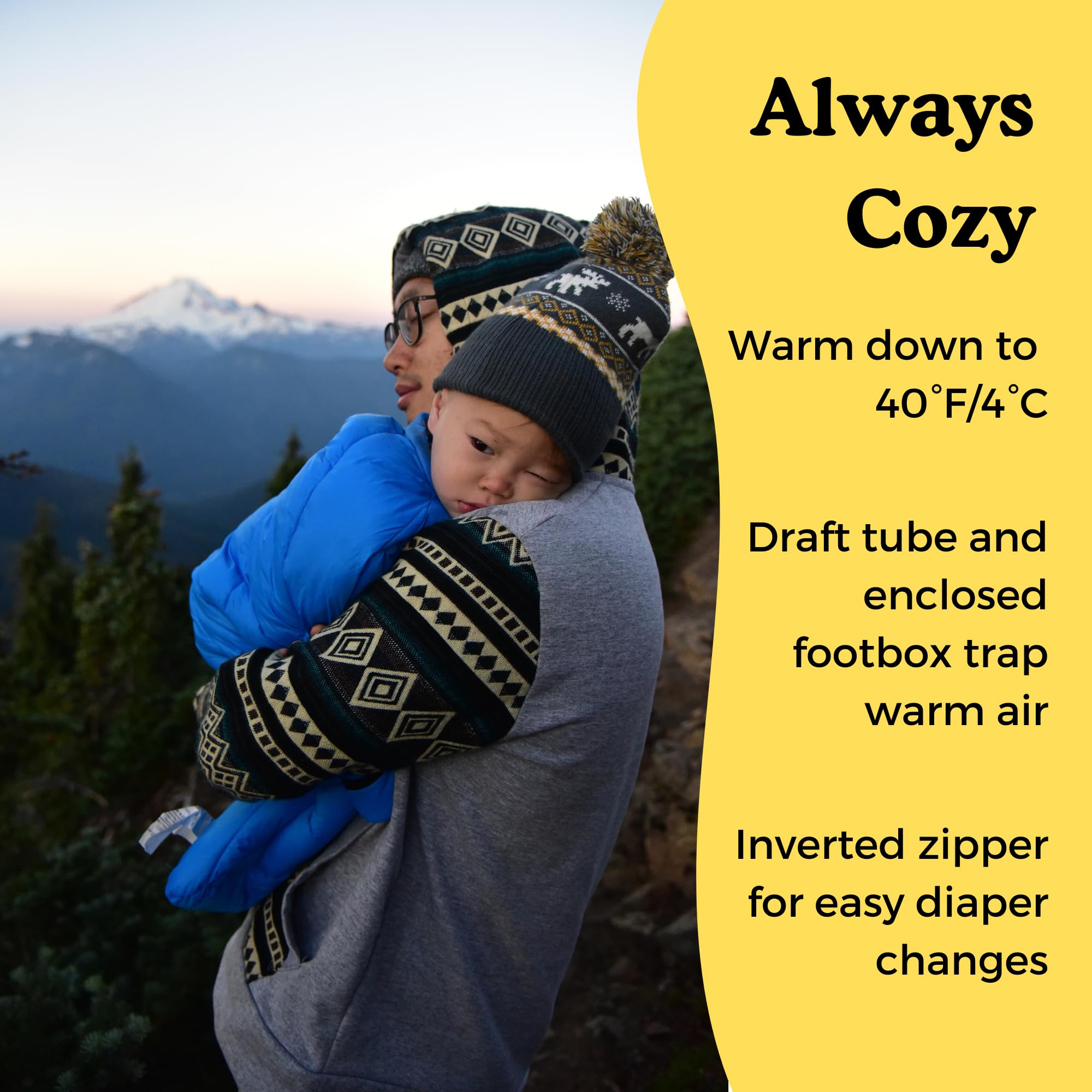Morrison Outdoors Little Mo 40° sleeping bag insulation close-up highlights warm, down-like fill.