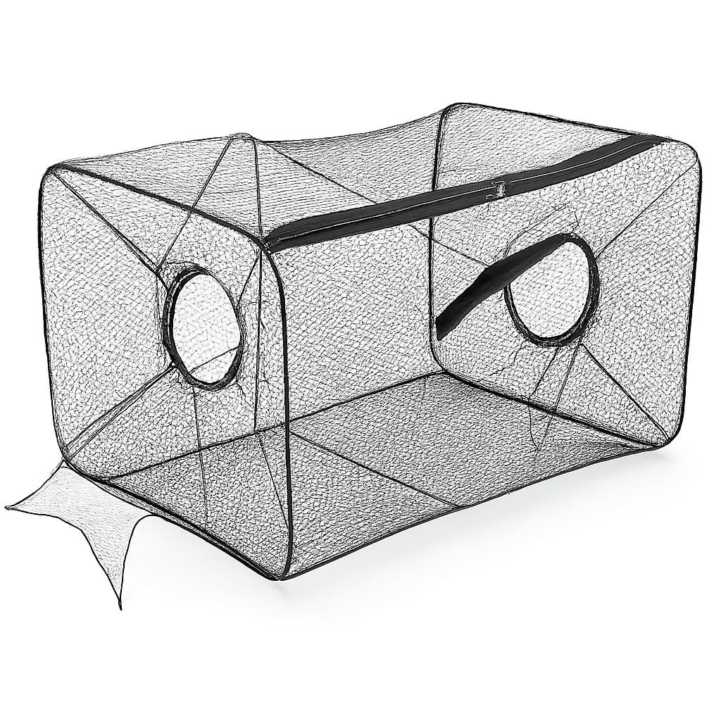M.O.S compact foldable net trap with zipper for quick catch removal.